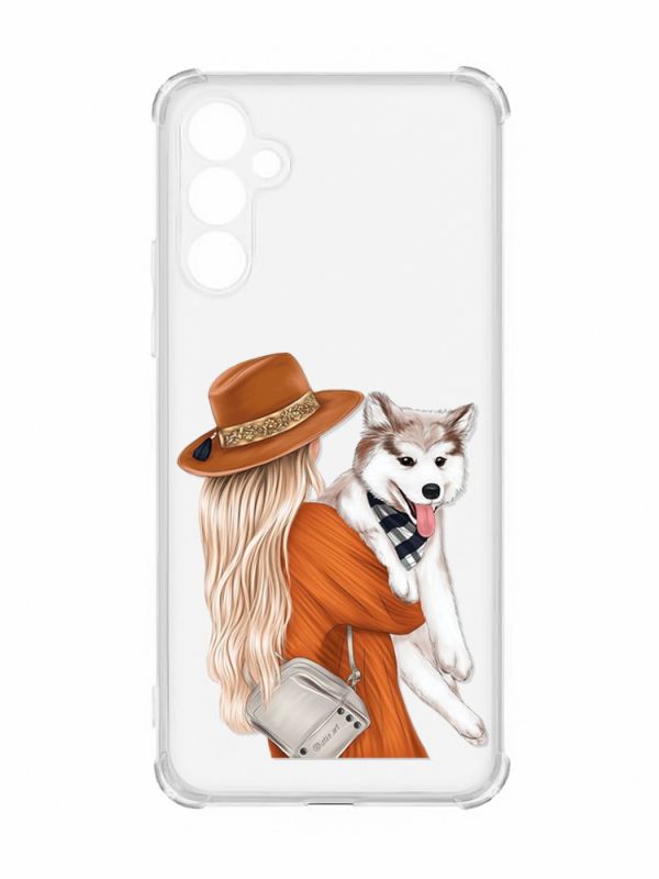 Чохол з потовщеними кутами на Samsung Galaxy A34 5G :: Дівчина з песиком (принт 115)