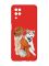 Матовий червоний чохол на Samsung Galaxy A12 :: Дівчина з песиком (принт 115)