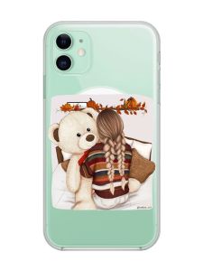 Магнітний чохол на iPhone 11 із підтримкою MagSafe :: Дівчинка з ведмедиком (принт 117)