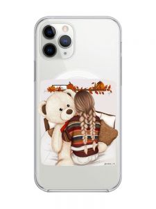 Магнітний чохол на iPhone 11 Pro Max із підтримкою MagSafe :: Дівчинка з ведмедиком (принт 117)