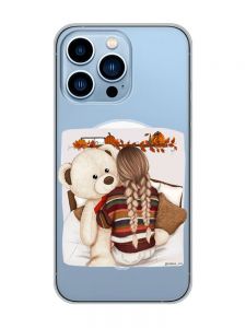 Магнітний чохол на iPhone 13 Pro Max із підтримкою MagSafe :: Дівчинка з ведмедиком (принт 117)