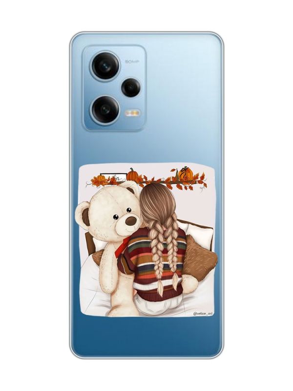 Прозорий чохол на Xiaomi Redmi Note 12 5G :: Дівчинка з ведмедиком (принт 117)