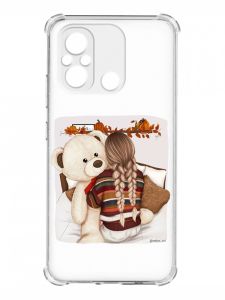 Чохол з потовщеними кутами на Xiaomi Redmi 12C :: Дівчинка з ведмедиком (принт 117)