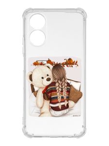 Чохол із потовщеними кутами на Oppo A17 :: Дівчинка з ведмедиком (принт 117)