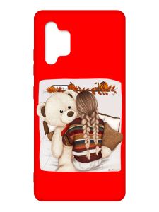 Матовий червоний чохол на Samsung Galaxy A32 :: Дівчинка з ведмедиком (принт 117)