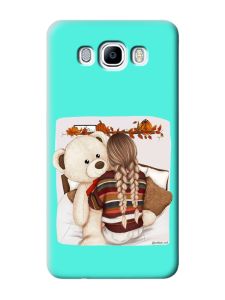 Матовий бірюзовий чохол на Samsung Galaxy J7(2016) J710 :: Дівчинка з ведмедиком (принт 117)
