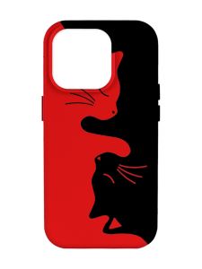 Матовий червоний чохол на Apple iPhone 14 Pro Max :: Котики (принт 118)