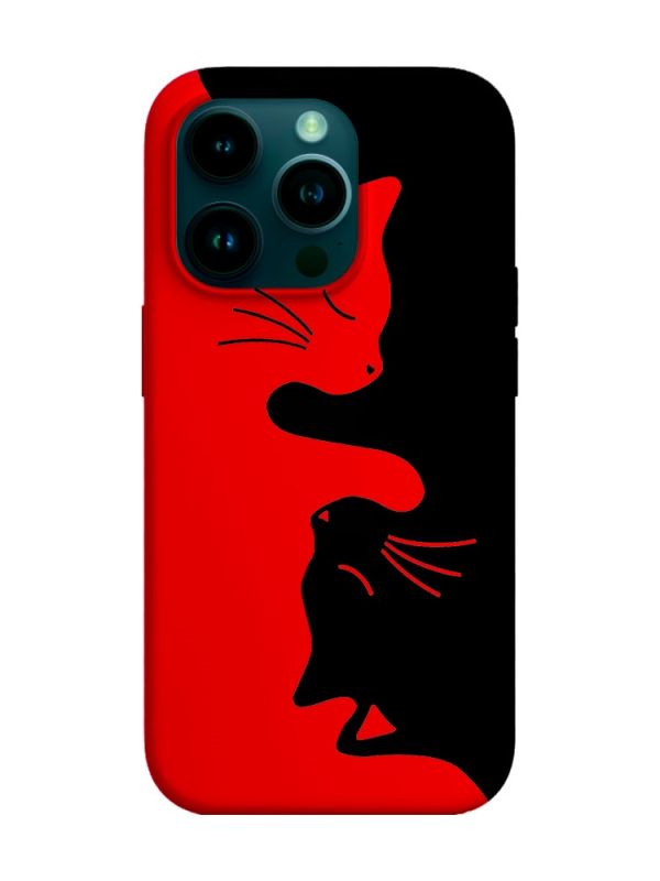 Матовий червоний чохол на Apple iPhone 14 Pro :: Котики (принт 118)