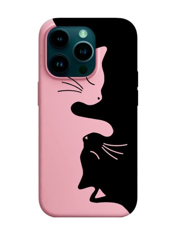 Матовий рожевий чохол на Apple iPhone 14 Pro :: Котики (принт 118)