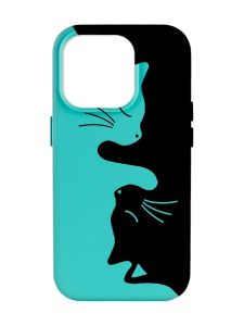 Матовий бірюзовий чохол на Apple iPhone 14 Pro Max :: Котики (принт 118)