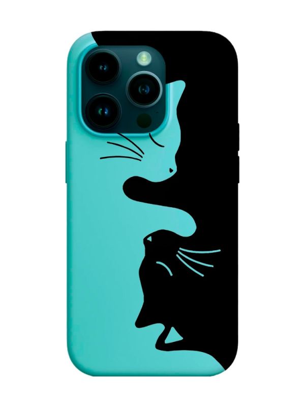 Матовий бірюзовий чохол на Apple iPhone 14 Pro :: Котики (принт 118)