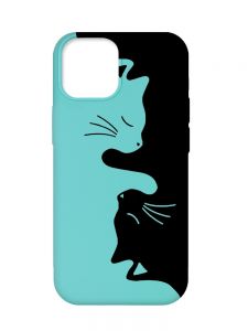 Матовий бірюзовий чохол на Apple iPhone 12 Pro Max :: Котики (принт 118)