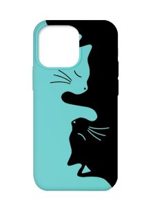 Матовий бірюзовий чохол на Apple iPhone 13 Pro :: Котики (принт 118)