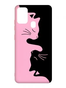 Матовий рожевий чохол на Samsung Galaxy M30s/M21 :: Котики (принт 118)