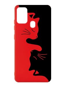 Матовий червоний чохол на Samsung Galaxy M30s/M21 :: Котики (принт 118)