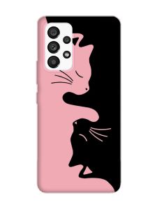 Матовий рожевий чохол на Samsung Galaxy A53 4G/5G :: Котики (принт 118)