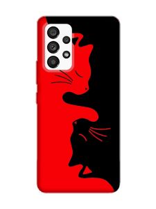 Матовий червоний чохол на Samsung Galaxy A53 4G/5G :: Котики (принт 118)