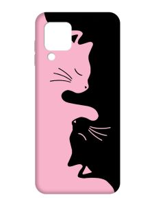 Матовий рожевий чохол на Samsung Galaxy M32/A22/M22 4G :: Котики (принт 118)