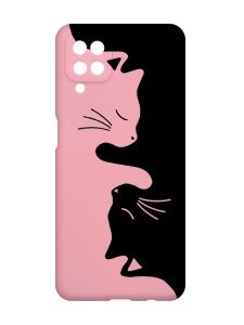 Матовий рожевий чохол на Samsung Galaxy A12 :: Котики (принт 118)
