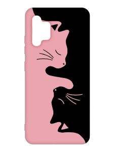 Матовий рожевий чохол на Samsung Galaxy A32 :: Котики (принт 118)