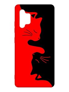 Матовий червоний чохол на Samsung Galaxy A32 :: Котики (принт 118)