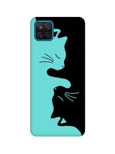Матовий бірюзовий чохол на Samsung Galaxy A12 :: Котики (принт 118)