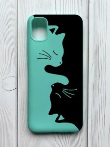 Матовий бірюзовий чохол на Samsung Galaxy A04E / A042 :: Котики (принт 118)