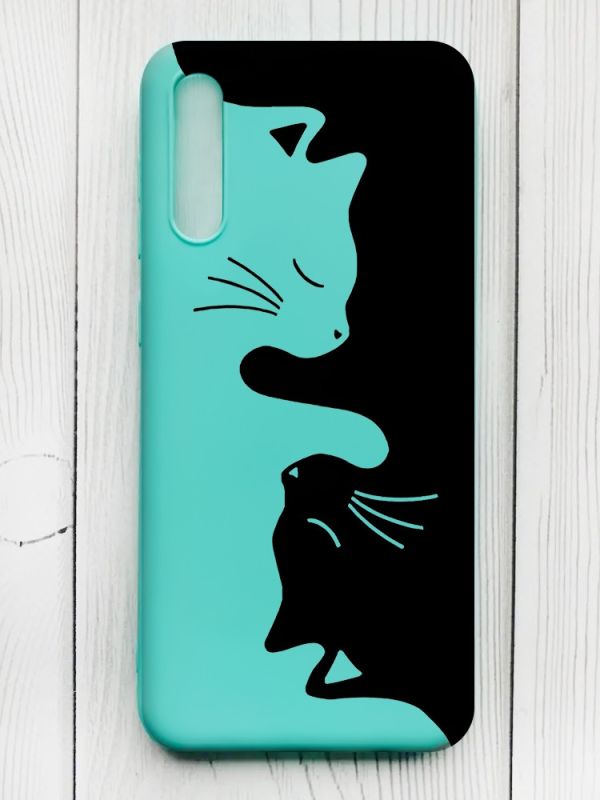 Матовий бірюзовий чохол на Samsung Galaxy A50 (2019) A505/A30s :: Котики (принт 118)