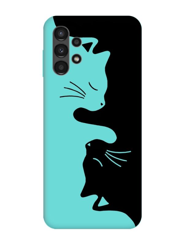 Матовий бірюзовий чохол на Samsung Galaxy A13 4G :: Котики (принт 118)