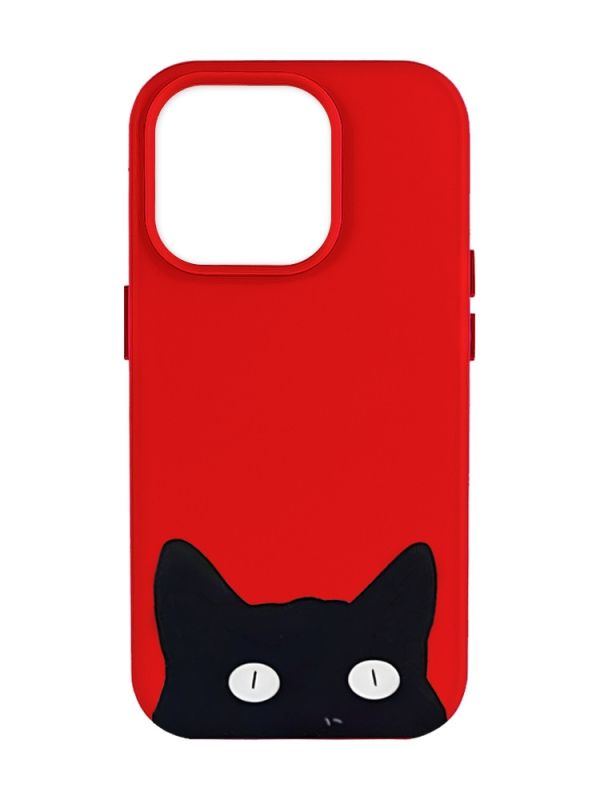 Матовий червоний чохол на Apple iPhone 14 Pro Max :: Котик (принт 119)