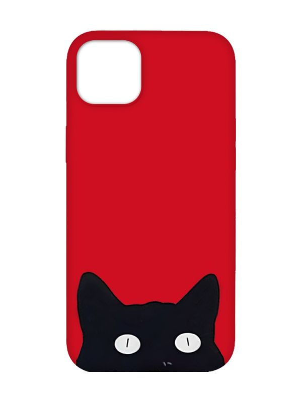 Матовий червоний чохол на iPhone 14 Plus :: Котик (принт 119)