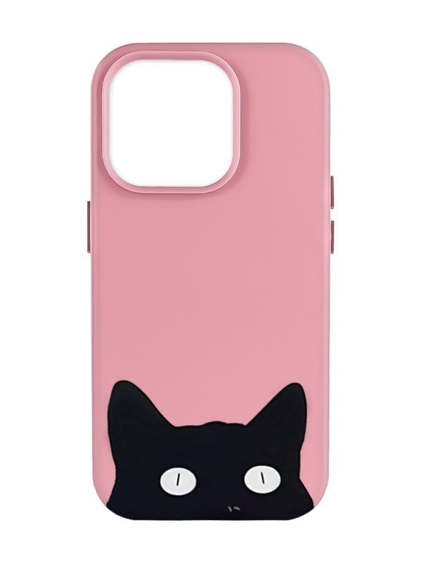 Матовий рожевий чохол на Apple iPhone 14 Pro Max :: Котик (принт 119)