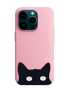 Матовий рожевий чохол на Apple iPhone 14 Pro :: Котик (принт 119)