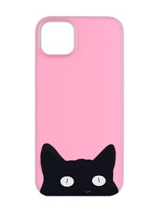 Матовий рожевий чохол на Apple iPhone 14 Plus :: Котик (принт 119)