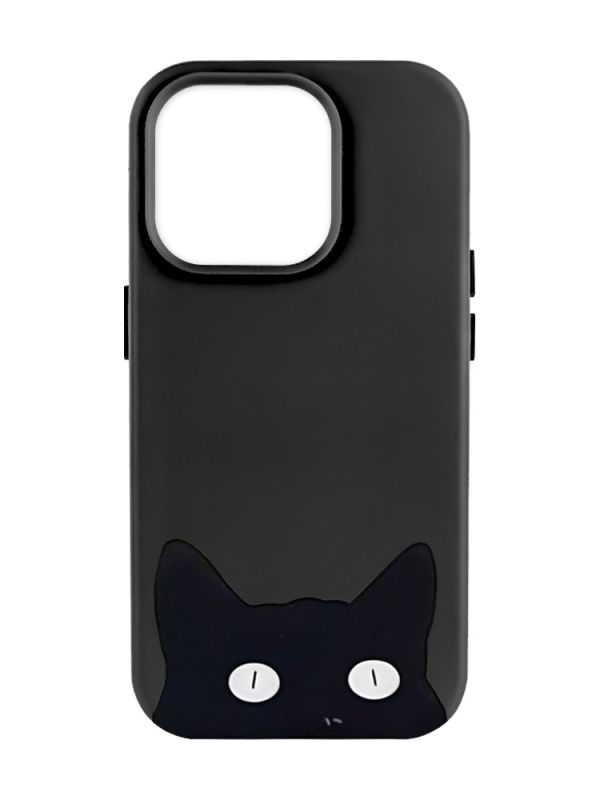 Матовий чорний чохол на Apple iPhone 14 Pro Max :: Котик (принт 119)