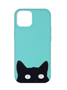 Матовий бірюзовий чохол на Apple iPhone 12 Pro Max :: Котик (принт 119)