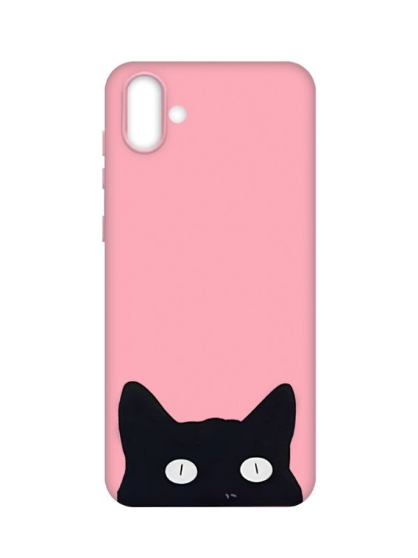 Матовий рожевий чохол на Samsung Galaxy A04 :: Котик (принт 119)