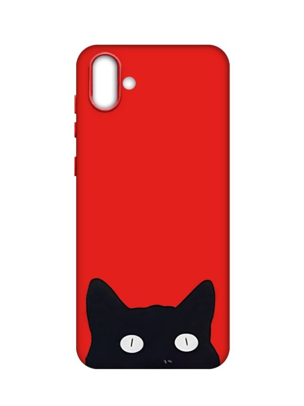 Матовий червоний чохол на Samsung Galaxy A04 :: Котик (принт 119)