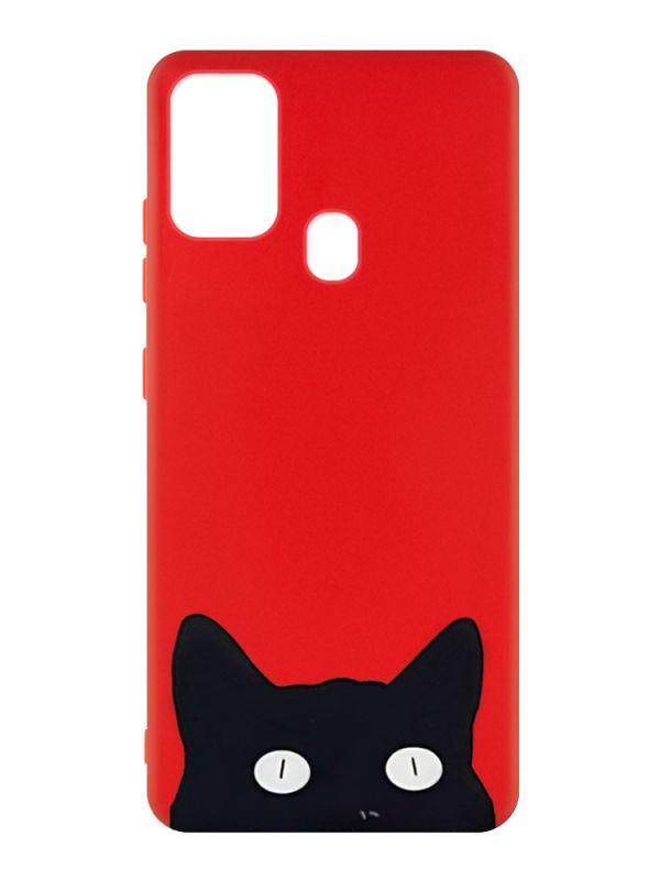 Матовий червоний чохол на Samsung Galaxy M30s/M21 :: Котик (принт 119)