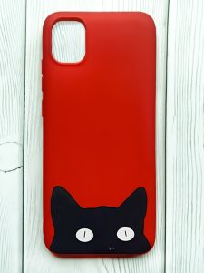 Матовий червоний чохол на Samsung Galaxy A04E/A042 :: Котик (принт 119)