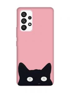 Матовий рожевий чохол на Samsung Galaxy A53 4G/5G :: Котик (принт 119)