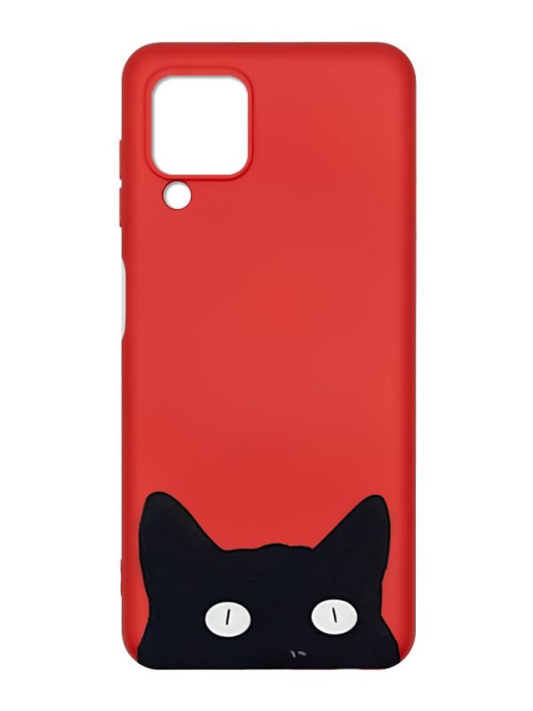 Матовий червоний чохол на Samsung Galaxy M32/A22/M22 4G :: Котик (принт 119)