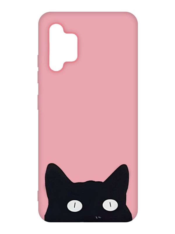 Матовий рожевий чохол на Samsung Galaxy A32 :: Котик (принт 119)