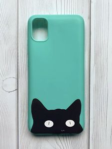 Матовий бірюзовий чохол на Samsung Galaxy A04E / A042 :: Котик (принт 119)