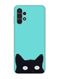 Матовий бірюзовий чохол на Samsung Galaxy A13 4G :: Котик (принт 119)