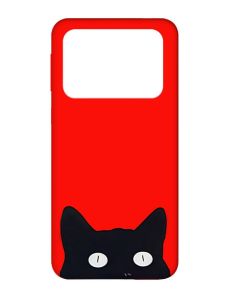 Матовий червоний чохол на Xiaomi Poco X4 Pro 5G :: Котик (принт 119)
