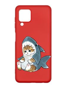 Матовий червоний чохол на Samsung Galaxy M32/A22/M22 4G :: Кошеня (принт 120)