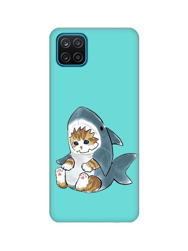 Матовий бірюзовий чохол на Samsung Galaxy A12 :: Кошеня (принт 120)