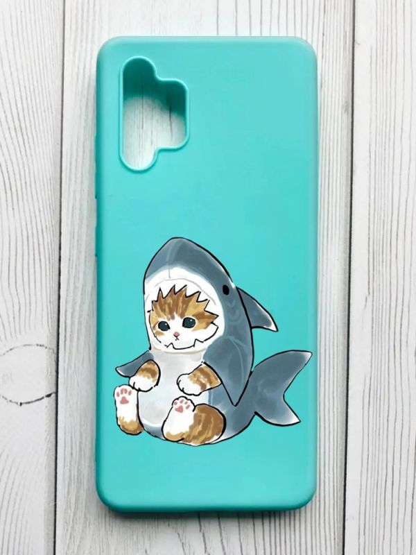 Матовий бірюзовий чохол на Samsung Galaxy A32 :: Кошеня (принт 120)