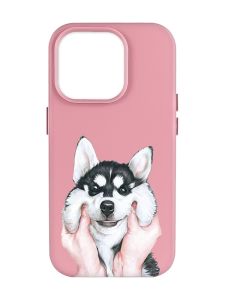 Матовий рожевий чохол на Apple iPhone 14 Pro Max :: Мордочка (принт 121)